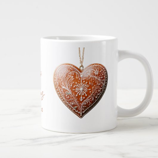 Rustieke kerstkoekje versierd met traditionele grote koffiekop (Rechts)