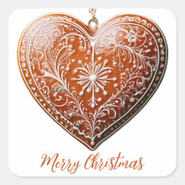 Rustieke kerstkoekje versierd met traditionele vierkante sticker