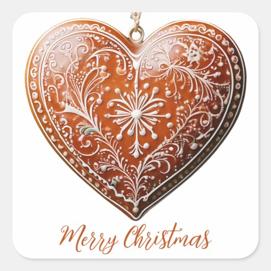 Rustieke kerstkoekje versierd met traditionele vierkante sticker (Voorkant)