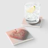 Rustieke kerstkoekje versierd vakantie stenen onderzetter (Zijkant)