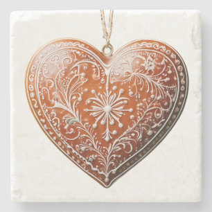 Rustieke kerstkoekje versierd vakantie stenen onderzetter