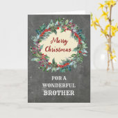 Rustieke Kerstkrans Broer Vrolijk Kerstfeest Kaart (Gele Bloem)