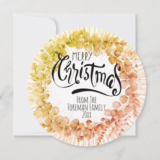 Rustieke kerstkrans Eucalyptus winterbladeren Feestdagenkaart (Voorkant)