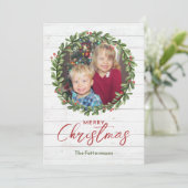 Rustieke Kerstkrans Feestdagenkaart (Staand voorkant)