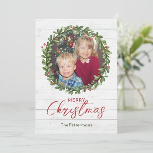 Rustieke Kerstkrans Feestdagenkaart (Staand voorkant)