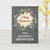 Rustieke Kerstkrans Godmother Vrolijk Kerstfeest Kaart (Gele Bloem)