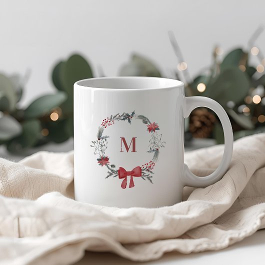 Rustieke Kerstkrans Initiële Kerstgeschenk Koffiemok