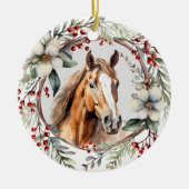 Rustieke kerstkrans Sorrel rood paard Keramisch Ornament (Voorkant)
