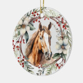 Rustieke kerstkrans Sorrel rood paard Keramisch Ornament (Links)