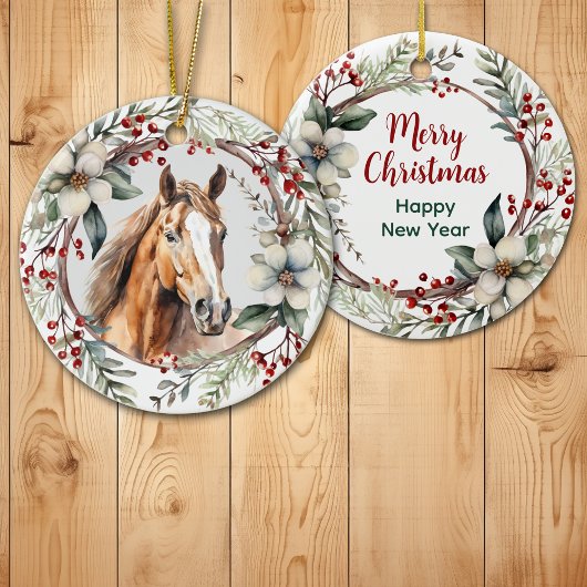Rustieke kerstkrans Sorrel rood paard Keramisch Ornament