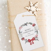 Rustieke kerstkrans vakantie cadeaulabel