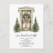 Rustieke Kerstkrans Waterverf Bow We zijn verhuisd Aankondigingskaart (Voorkant)