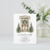 Rustieke Kerstkrans Waterverf Bow We zijn verhuisd Aankondigingskaart (Staand voorkant)