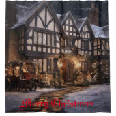 Rustieke Kerstmagie Douchegordijn (Voorkant)