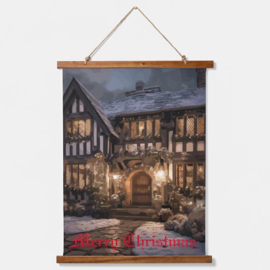 Rustieke Kerstmagie Hangend Wandkleed (Voorkant)