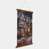 Rustieke Kerstmagie Hangend Wandkleed (Gebogen)