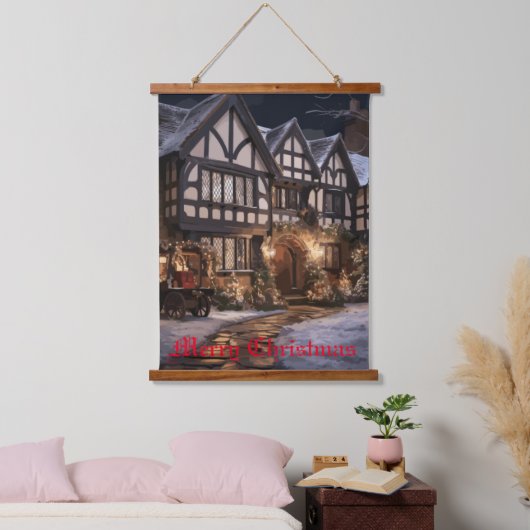 Rustieke Kerstmagie Hangend Wandkleed (Slaapkamer)
