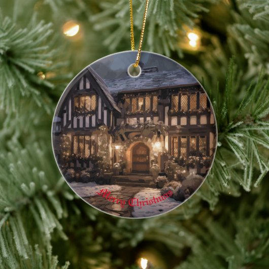 Rustieke Kerstmagie Keramisch Ornament (Boom)