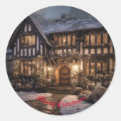 Rustieke Kerstmagie Ronde Sticker (Voorkant)