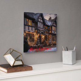 Rustieke Kerstmagie Vierkante Klok