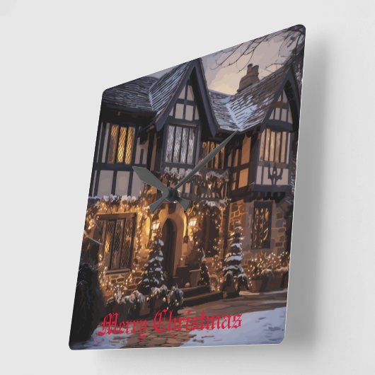 Rustieke Kerstmagie Vierkante Klok (Hoek)