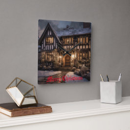 Rustieke Kerstmagie Vierkante Klok