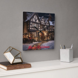 Rustieke Kerstmagie Vierkante Klok