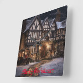 Rustieke Kerstmagie Vierkante Klok (Hoek)