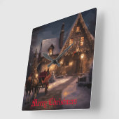 Rustieke Kerstmagie Vierkante Klok (Hoek)