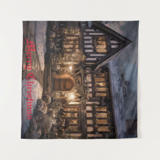 Rustieke Kerstmagie Wandkleed (Voorkant (horizontaal))