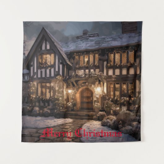 Rustieke Kerstmagie Wandkleed (Voorkant)