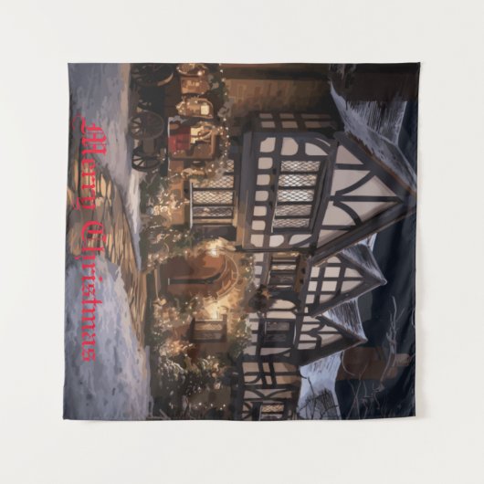 Rustieke Kerstmagie Wandkleed (Voorkant (horizontaal))