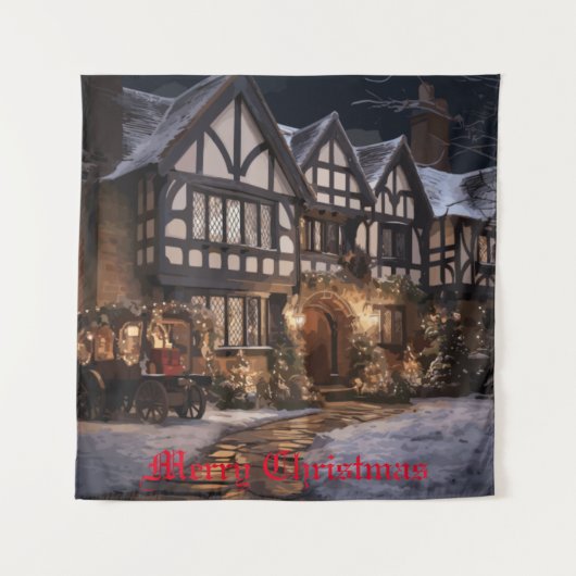 Rustieke Kerstmagie Wandkleed (Voorkant)