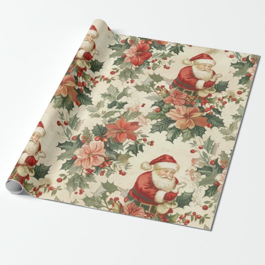 rustieke kerstman cadeaupapier (Uitgerold)