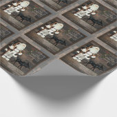 Rustieke kerstman en een eland die een vrolijk ker cadeaupapier (Hoek)