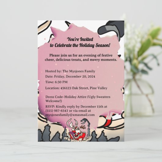 Rustieke Kerstman in Sleigh met Lantaarn Kaart (Staand voorkant)