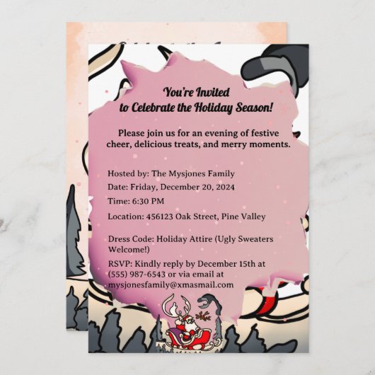 Rustieke Kerstman in Sleigh met Lantaarn Kaart (Voorkant / Achterkant)