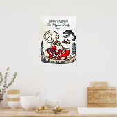 Rustieke Kerstman in Sleigh met Lantaarn Poster (Keuken)