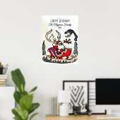 Rustieke Kerstman in Sleigh met Lantaarn Poster (Thuiskantoor)