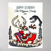 Rustieke Kerstman in Sleigh met Lantaarn Poster (Voorkant)