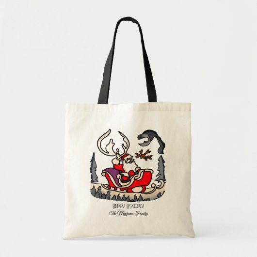 Rustieke Kerstman in Sleigh met Lantaarn Tote Bag (Voorkant)