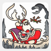 Rustieke Kerstman in Sleigh met Lantaarn Vierkante Sticker (Voorkant)