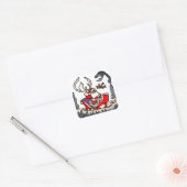 Rustieke Kerstman in Sleigh met Lantaarn Vierkante Sticker (Envelop)
