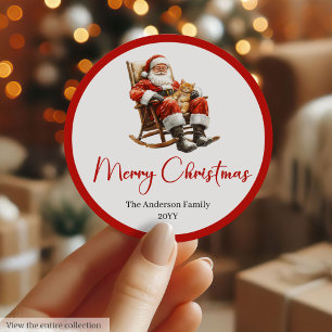 Rustieke Kerstman Sticker voor Kerstcadeautags