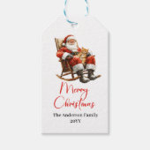Rustieke Kerstman Traditionele Rode Witte Cadeauta Cadeaulabel (Voorkant)