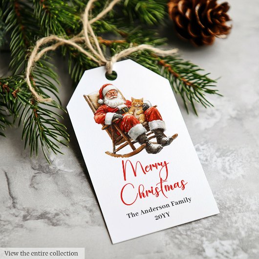 Rustieke Kerstman Traditionele Rode Witte Cadeauta Cadeaulabel