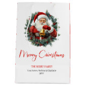 Rustieke Kerstman Vintage Kerstcadeautas Idee Medium Cadeauzakje (Achterkant)