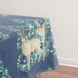 Rustieke Kerstmis Besneeuwde Bos Herten Decoratie Tafelkleed