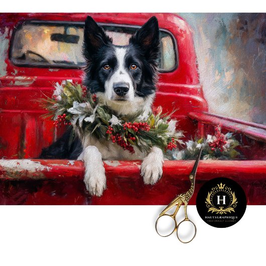 Rustieke Kerstmis Border Collie Decoupage Tissuepapier
