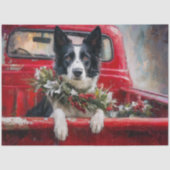 Rustieke Kerstmis Border Collie Decoupage Tissuepapier (Voorkant)